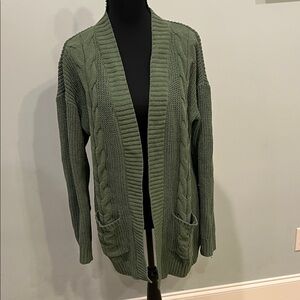 Forest Green Women's Open Front Cardigan